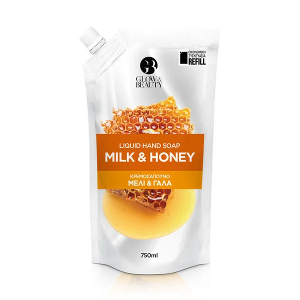 GLOW & BEAUTY κρεμοσάπουνο μέλι & γάλα αντ/κό 750ml