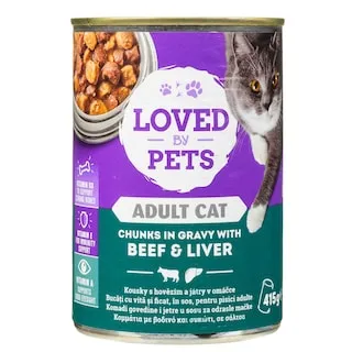 LOVED BY PETS Γατοτροφή Βοδινό και Συκώτι σε Σάλτσα 415g