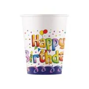 DECORATA Ποτήρια Χάρτινα Happy Birthday 200ml 8τεμ