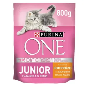 Purina One Bifensis Ξηρά Γατοτροφή Kοτόπουλο & Δημητριακά Ολικής Άλεσης Junior 800γρ.