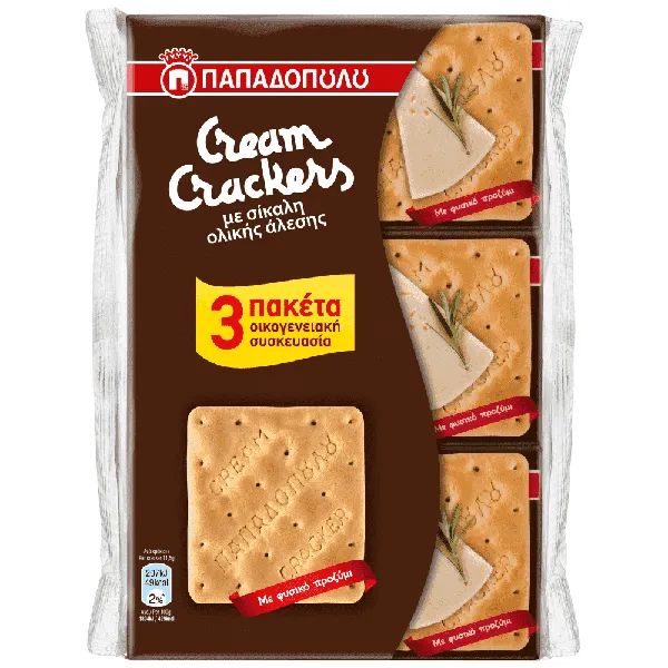 Όλα τα Cream crackers ΠΑΠΑΔΟΠΟΥΛΟΥ ΜΕ ΕΚΠΤΩΣΗ 20% Εξαιρούνται τα snack pack Η τιμή αφορά τα σίκαλης 3x175gr