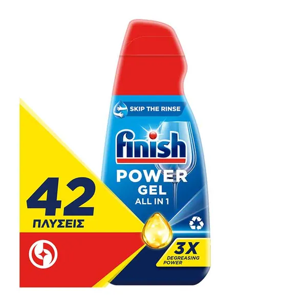 Finish All In 1 Max Power Gel Απορρυπαντικό Πλυντηρίου Πιάτων Λεμόνι 940ml.
