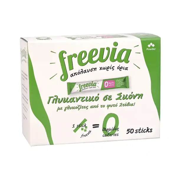 Freevia Γλυκαντικό Επιτραπέζιο Με Στέβια Σε Στικ 0,5γρ.x50τεμ.  25γρ.