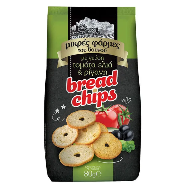 ΜΙΚΡΕΣ ΦΑΡΜΕΣ ΤΟΥ ΒΟΥΝΟΥ Chips Τομάτα & Ελιά 80γρ