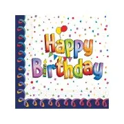 DECORATA Χαρτοπετσέτες Happy Birthday 33x33cm 30τεμ 100g