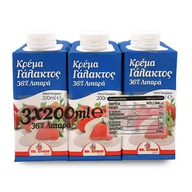 MrGrand Κρέμα Γάλακτος 36% Λιπαρά 3x200ml.