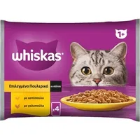 WHISKAS Φακελάκι με επιλεγμένα πουλερικά σε σάλτσα 4Χ85gr