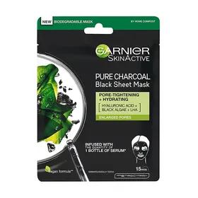 GARNIER Skin Pure Charcoal Active Μάσκα Προσώπου Υφασμάτινη Μαύρη με Black Algae 28g