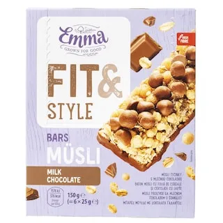 EMMA Μπάρες Μούσλι με Σοκολάτα Γάλακτος 6x25g