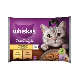 WHISKAS Pure Delight Υγρή Τροφή Γάτας με Κομμάτια Πουλερικών σε Ζελέ 4x85g