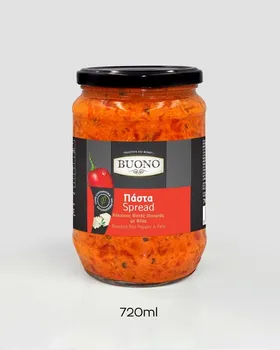 200γρ • πάστα κόκκινης ψητής πιπεριάς με φέτα / πάστα ψητής μελιτζάνας / σάλτσα πιπεριών με μουστάρδα Dijon