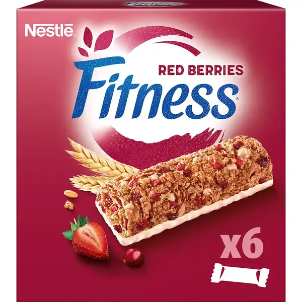 Nestle Fitness Μπάρες Δημητριακών Ολικής Άλεσης Με Red Berries 6x23,5γρ.