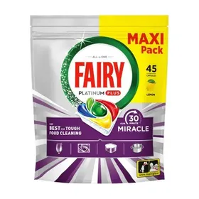 FAIRY Platinum Plus Miracle Κάψουλες Πλυντ. Πιάτων Λεμόνι 45τεμ. ΜΑΧΙ Pack