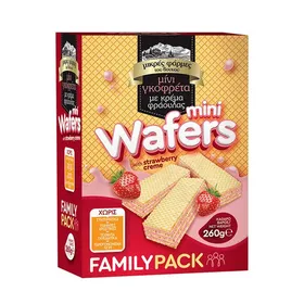 Μίνι γκοφρέτες 260γρ • κρέμα κακάο / κακάο με κρέμα γάλα / κρέμα φράουλα