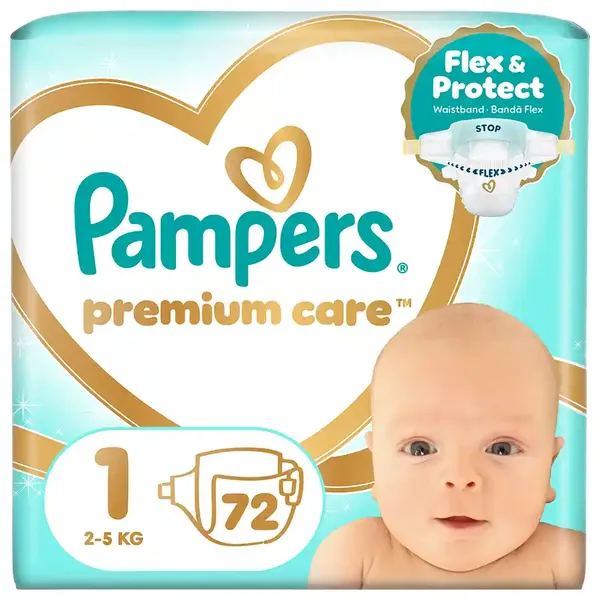 Pampers Premium Care Πάνες Newborn No1 (2-5kg.) Jumbo Pack 72τεμ.