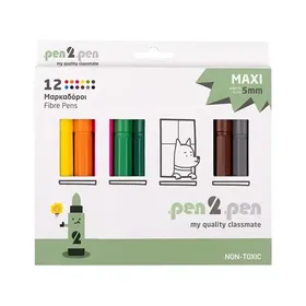 Pen 2 Pen Μαρκαδόροι Χοντροί 12τεμ.