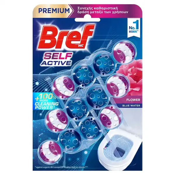 Bref Wc Self Active Μπλοκ Τουαλέτας Flower 3x50γρ.