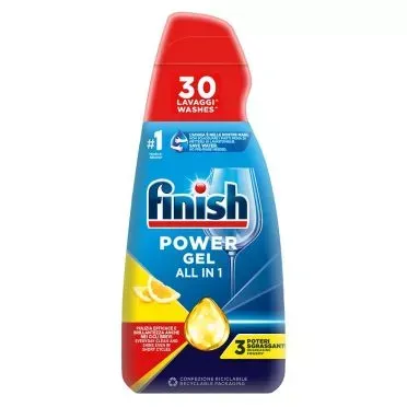 FINISH Υγρό Απορρυπαντικό Πλυντηρίου Πιάτων All in 1 Max Power Gel Λεμόνι 3χ600ml