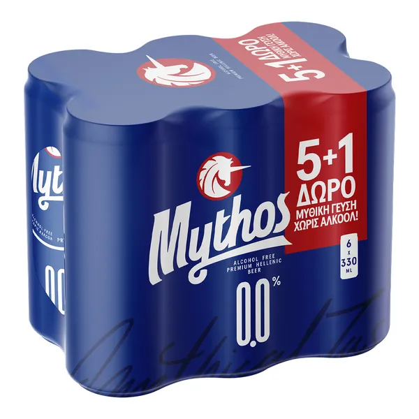 MYTHOS 0.0% μπύρα χωρίς αλκοόλ κουτί 330ml 5+1 ΔΩΡΟ (Δεμένη προσφορά)