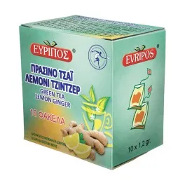 Ευρίπος Πράσινο Τσάι Τζίντζερ Λεμόνι 10 Φακελάκια