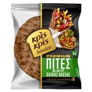 Πίτες Premium ΚΡΙΣ ΚΡΙΣ Selection σίτου 8 τεμ. 670gr ή ολικής άλεσης 510gr 6 τεμ.