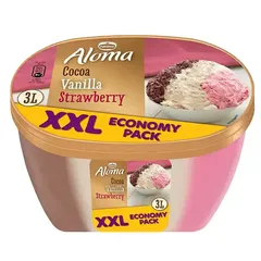 ALOMA Παγωτό Κακάο Βανίλια Φράουλα 1455g (3lt)