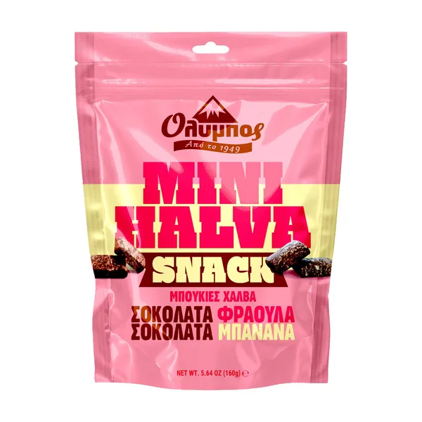 Μπουκιές Χαλβά ΟΛΥΜΠΟΣ Σοκολάτα Φράουλα & Σοκολάτα Μπανάνα 160g