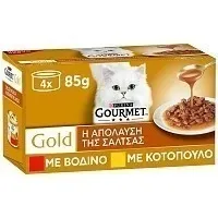 γατοτροφή gourmet gold βοδινό & κοτόπουλο 4x85g