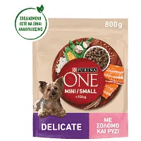 Purina One Ξηρά Σκυλοτροφή Μίνι Delicate Με Σολομό & Ρύζι 800γρ.