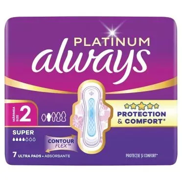Always Platinum Σερβιέτες Super (Μέγεθος 2) 7 Σερβιέτες