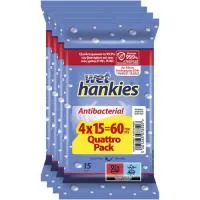 Αντιβακτηριδιακά μαντήλια χεριών Wet Hankies Antibacterial 4X15 τεμ