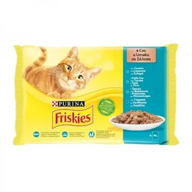 FRISKIES γάτας με σολομό-τόνο-μπακαλιάρο-σαρδέλα 85g (4τεμ.)