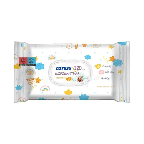 Caress Μωρομάντηλα Χαμομήλι 120τεμ.