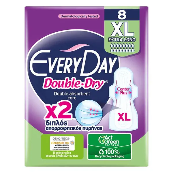 Everyday Σερβιέτες Double Dry Ultra Plus Extra Lοng 8 τεμ.