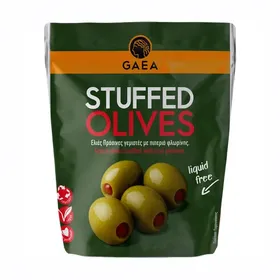Ελιές Πράσινες GAEA γεμιστές με Πιπεριά Φλωρίνης χωρίς Άλμη Vegan 120g