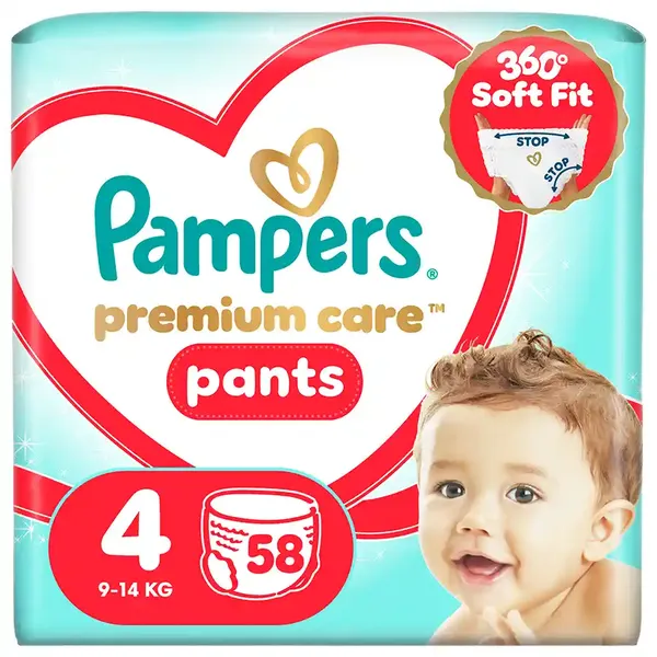 Pampers Premium Care Pants  Πάνες Βρακάκι Nο4 (9-14kg.) Jumbo Pack 58τεμ.