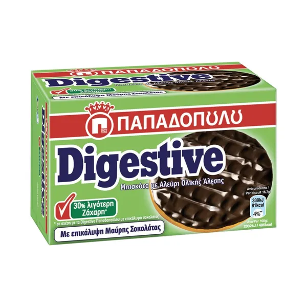 ΠΑΠΑΔΟΠΟΥΛΟΥ DIGESTIVE ΜΠΙΣΚΟΤΑ Με Αλεύρι Ολικής Άλεσης, 35% Λιγότερα Λιπαρά
