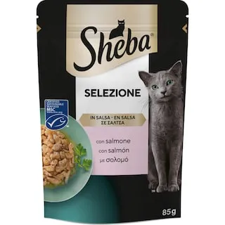 SHEBA Γατοτροφή Selezione Σολομός σε Σάλτσα 85g