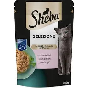 SHEBA Γατοτροφή Selezione Σολομός σε Σάλτσα 85g