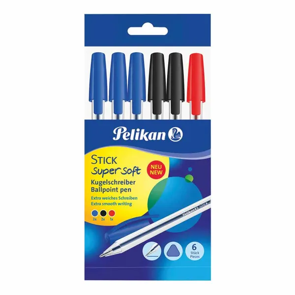 Pelikan Stick Στυλό (3 Blue/2 Black/1 Red) 6τεμ.