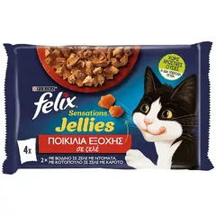Γατοτροφή PURINA Felix sensations βοδινό & κοτόπουλο 4Χ85γρ.