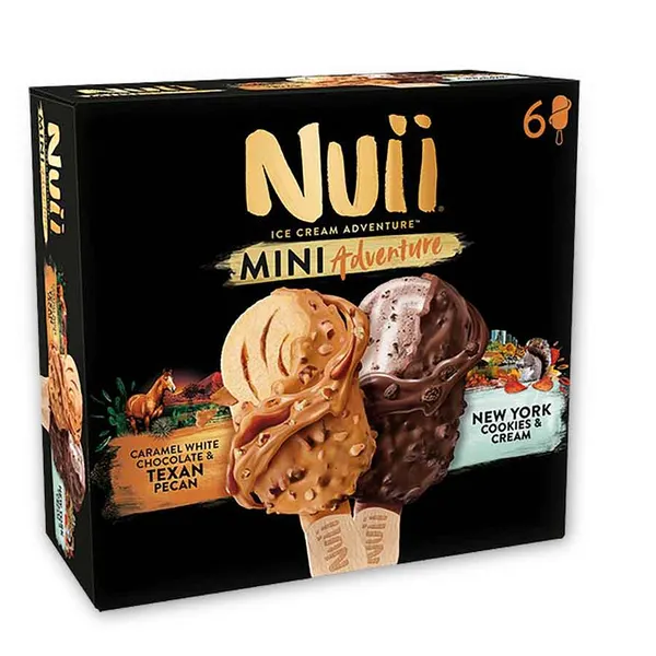 Nuii Παγωτό Μίνι Texan Pecan & New York Cookies 6x42γρ. /6x55ml.