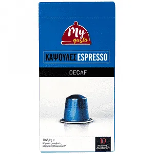 My Gusto Κάψουλες Espresso Decaf 10τεμ 52gr