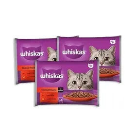 WHISKAS Επιλεγμένο Κρέας σε Σάλτσα 4*85γρ.