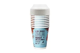 Χάρτινα Waterbased Ποτήρια 12oz με καπάκι από ζαχαροκάλαμο ΣΕΤ 8τμχ