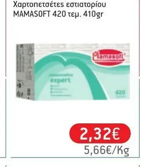 Χαρτοπετσέτες εστιατορίου MAMASOFT 420 τεμ. 410gr