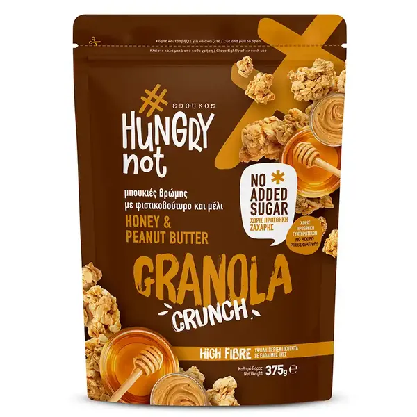 Δημητριακά HUNGRY NOT Granola 375gr με μέλι & φυστικοβούτυρο