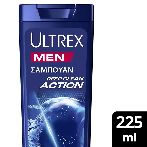 Ultrex Men Σαμπουάν Deep Clean  Action Για Όλους Τους Τύπους Μαλλιών 225ml.