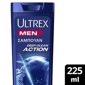 Ultrex Men Σαμπουάν Deep Clean  Action Για Όλους Τους Τύπους Μαλλιών 225ml.
