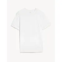 T-Shirt με Κλειστή Στρογγυλή Λαιμόκοψη Λευκό από 100% βαμβάκι XXXL Marks & Spencer